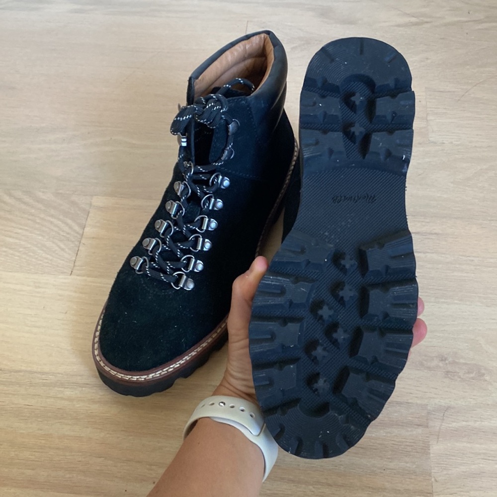 Madewell Citywalk Lugsole Hiker Boots True Black Suede/Leather Cloudlift Lace 7 View 3